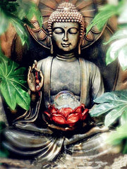 Diamond Painting - Boeddha met Rode Bloem